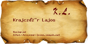 Krajczár Lajos névjegykártya
